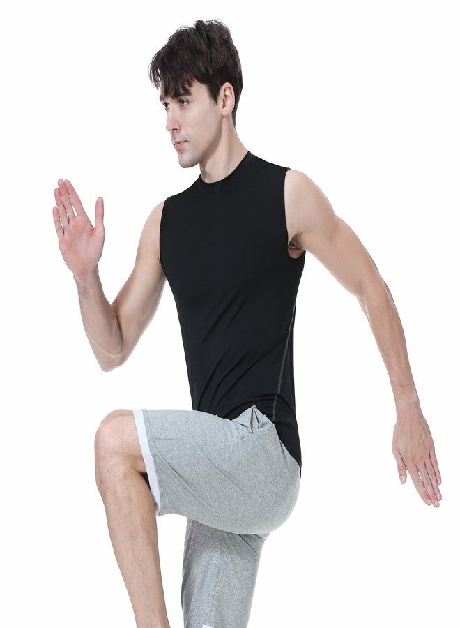TopTie Men's Sleeveless Compression Shirt, Sports Base Layer Tank Top, Athletic Workout Shirt-White-XL - Image 3